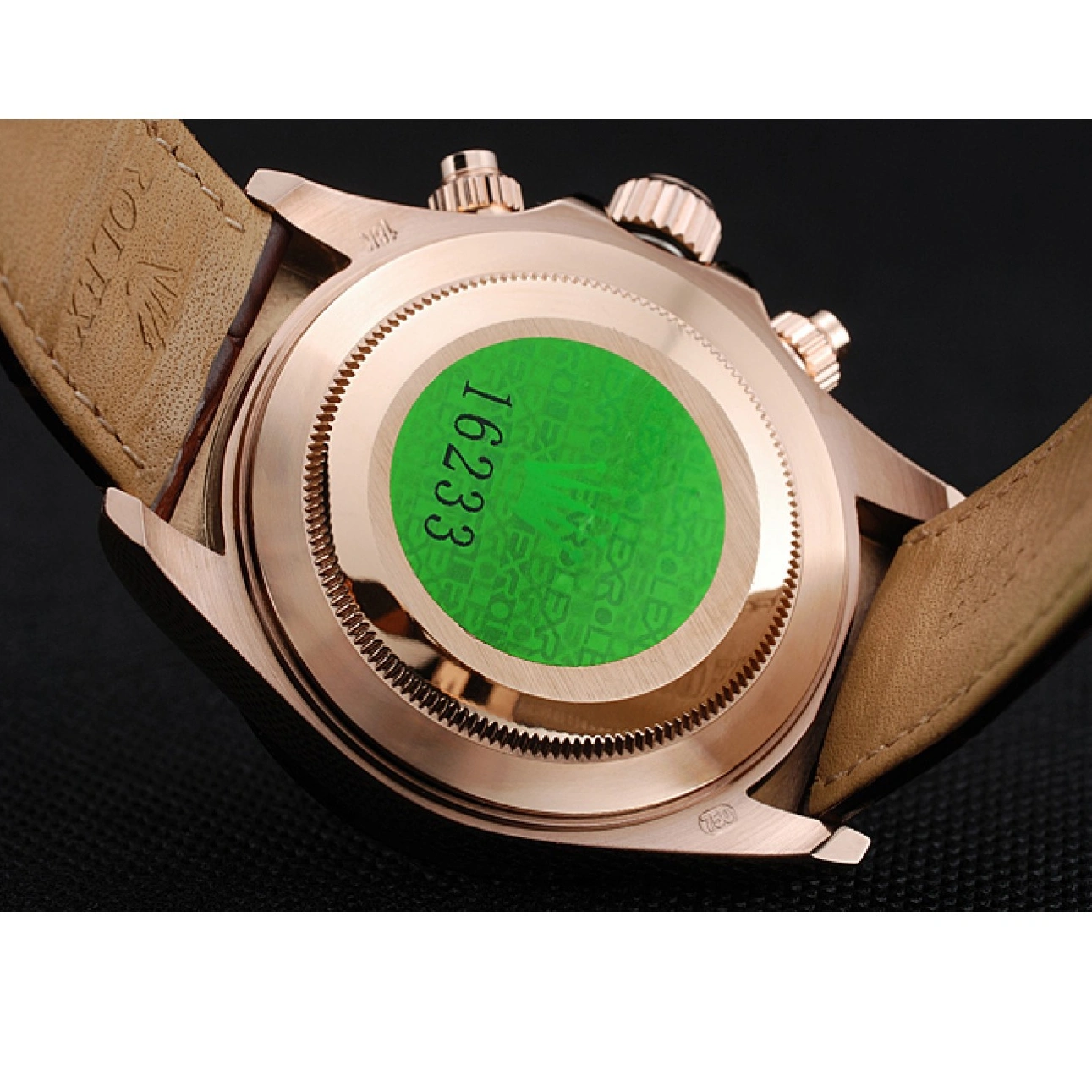 Aaa fake watches Brown Gold Cosmograph Leather Rose Bracelet Dial Case Rolex 1454243 Daytona Brown 1013